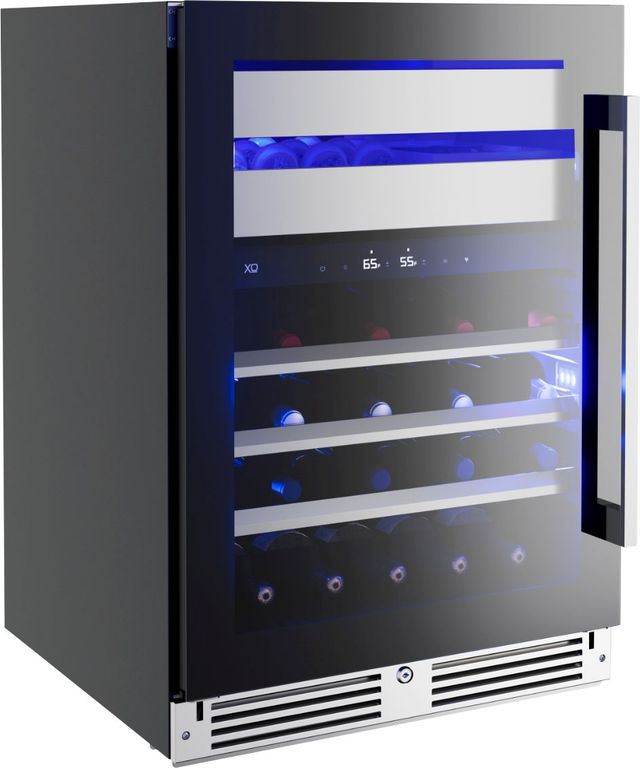 XO 24'' 5.4 Cu. Ft. Black Wine Cooler with Right Hinge Glass Door and Weed Preservation System-1