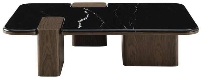 ACME Furniture Dana Natural Marble Top Coffee Table with Dark Walnut Base-3