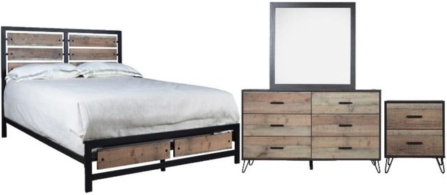 New Classic® Home Furnishings Elk River 4-Piece Rustic California King Panel Bedroom Set-0