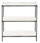 Four Hands Felix Polished White Marble Nightstand with Hammered Gray Finish-1