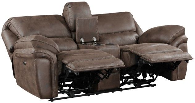 Homelegance® Proctor Brown Power Double Reclining Console Loveseat-3