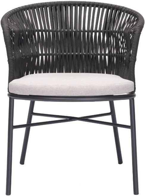 Zuo® Modern Freycinet 2-Piece Black/Gray Steel Outdoor Dining Arm Chair Set-1