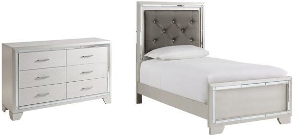 Signature Design by Ashley® Lonnix 2-Piece Silver Twin Panel Bed Set-0