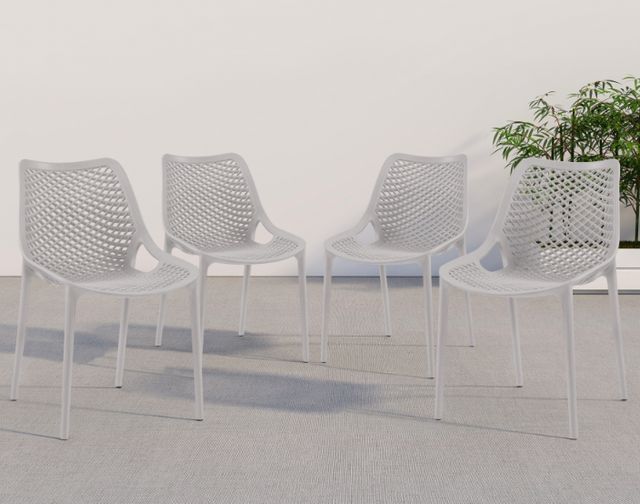 Meridian Furniture Mykonos Gray Plastic Outdoor Patio Dining Side Chair-4