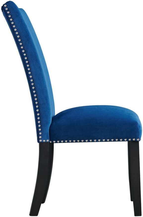 Elements International Francesca Blue Velvet Side Chair-1