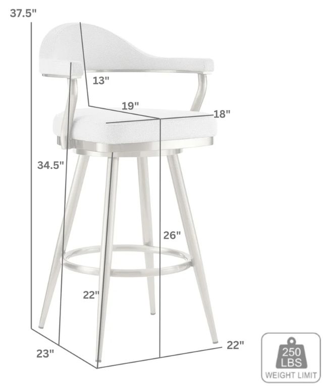 Armen Living Justin Anchor Gray/Gold Swivel Counter Stool-2