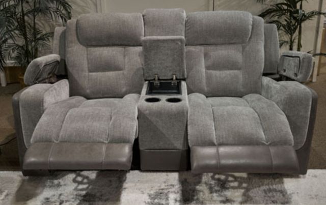 Signature Design by Ashley® Mixed Motion Shadow Power Reclining Loveseat-1