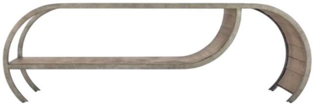 Hooker® Furniture Commerce and Market Natural Medium Wood Open Ended Cocktail Table with Pewter Base-2
