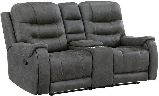 Homelegance® Oberon Dark Gray Double Manual Reclining Loveseat with Center Console-0
