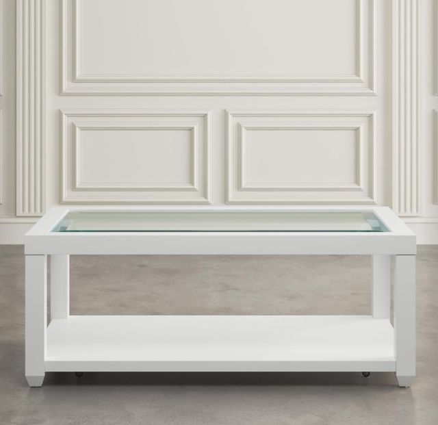 Jofran Inc. Urban Icon Glass Top Coffee Table with White Base-3