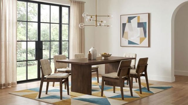 Coaster® Decker 7-Piece Cream/Walnut Rectangular Dining Table Set-1