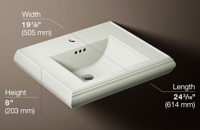 Kohler Memoirs® Dune Pedestal/Console Table Bathroom Sink Basin with 4" Centerset Faucet Holes-3