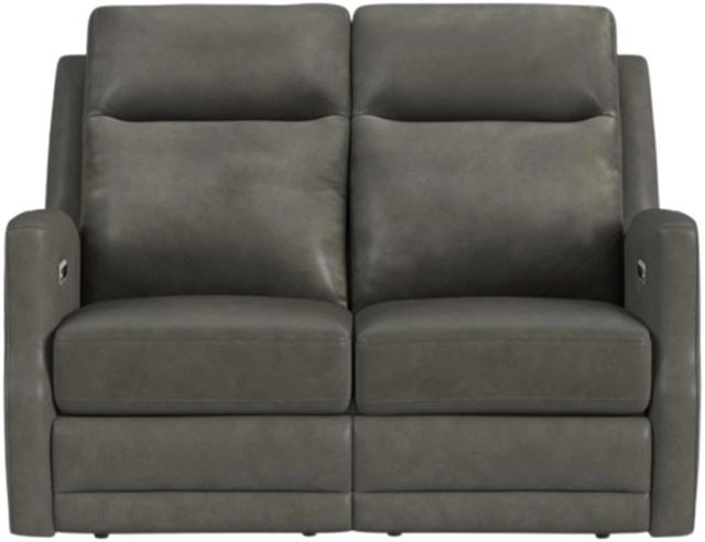 Flexsteel® Maxwell Cinder Leather Power Reclining Loveseat with Power Headrest and Lumbar-3