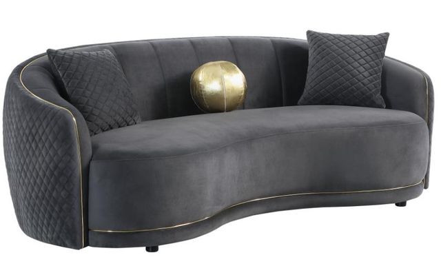 Coaster® Brookside 2-Piece Dark Gray Velvet Upholstered Curved Living Room Set-1