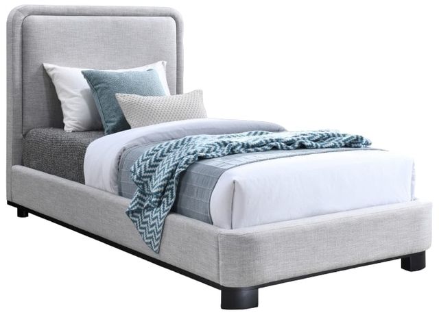 Meridian Furniture Nolita Grey/Black Twin Linen Textured Upholstered Bed-0