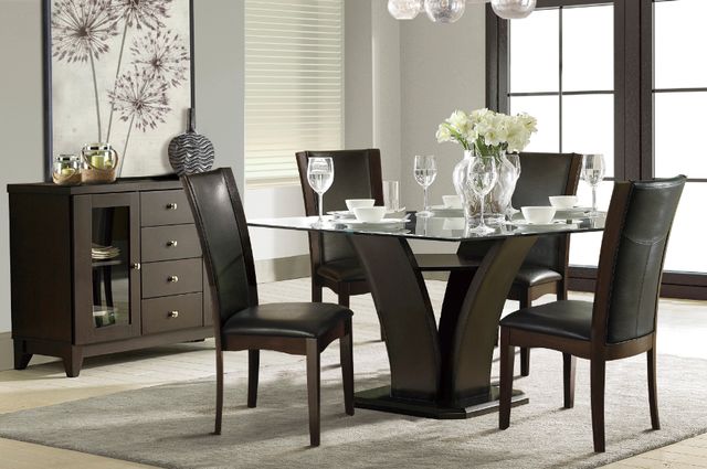 Homelegance® Daisy Glass Top 54" Espresso Square Dining Table -1