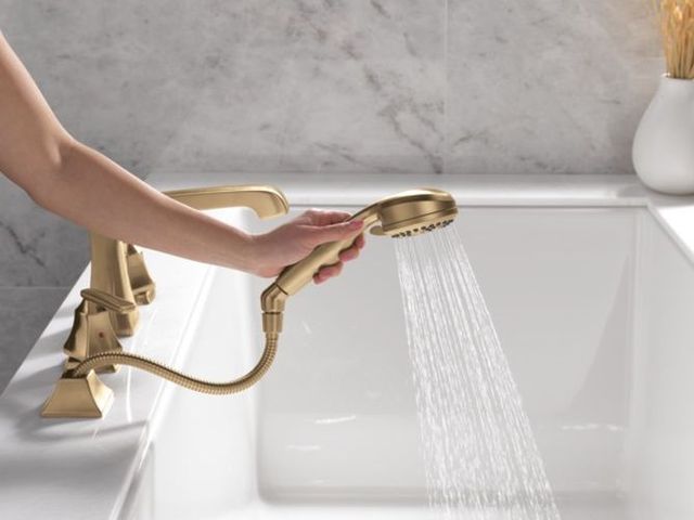 Delta Ashlyn® Roman Champagne Bronze Tub Trim with Hand Shower-4