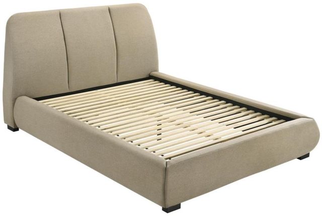 Coaster® Mokena Light Brown Queen Upholstered Platform Panel Bed-1