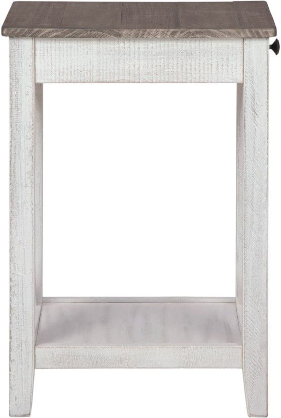 Signature Design by Ashley® Adalane Brown Top Accent Table with White Base-1