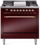 Ilve® Nostalgie II Series 36" Burgundy Pro Style Dual Fuel Range-0