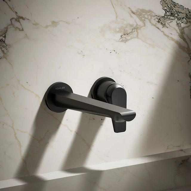 KOHLER® Avid® Matte Black Wall-Mount Bathroom Sink Faucet-3