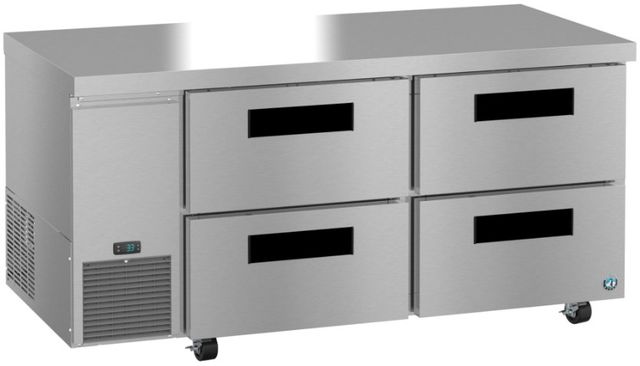 Hoshizaki Steelheart® 67" 19.97 Cu. Ft. Stainless Steel Two Section Undercounter Side Mount Refrigerator with Stainless Drawers-0