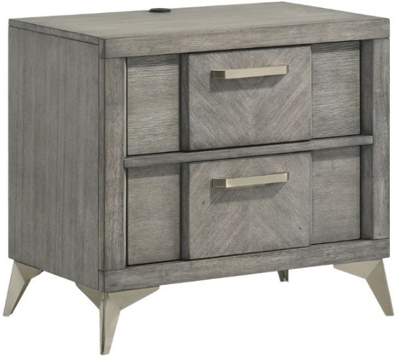 Bernards Aries Gray 2-Drawer Nightstand-0
