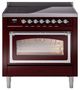Ilve® Nostalgie II Noblesse 36'' Burgundy Pro Style Induction Range with Chrome Trim-0
