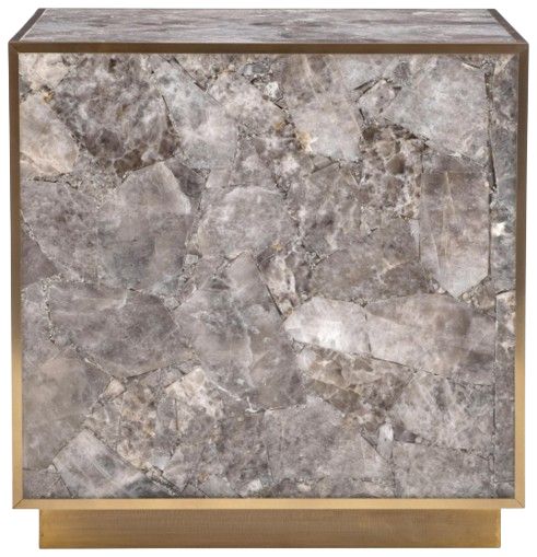 Bernhardt Tildon Bernhardt Interiors Smoky Quartz Side Table with Aged Brass Base-2