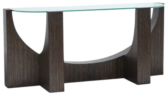 Magnussen Home® Beckham Glass Top Sofa Table with Rustic Tavern Base-0