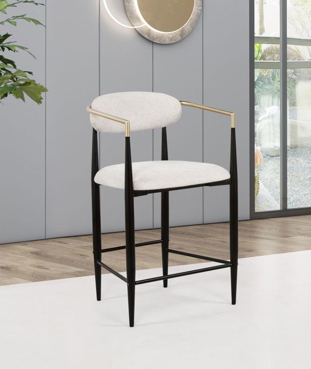 Coaster® Tina 2-Piece Beige/Black Upholstered Counter Stool Set-1