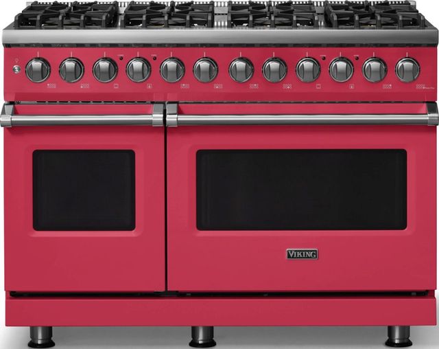 Viking® 5 Series 48" Valentine Pro Style Dual Fuel (NG) Range with Polished Chrome Trim-0