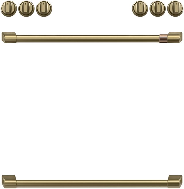 Café™ Brushed Brass Front Control Gas Knobs and Handle Kit-1