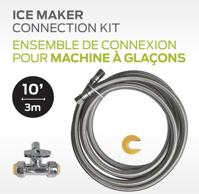 Comerco 10' / 3 m Ice Maker Connection Kit - Braided Stainless Steel, Lead Free-1