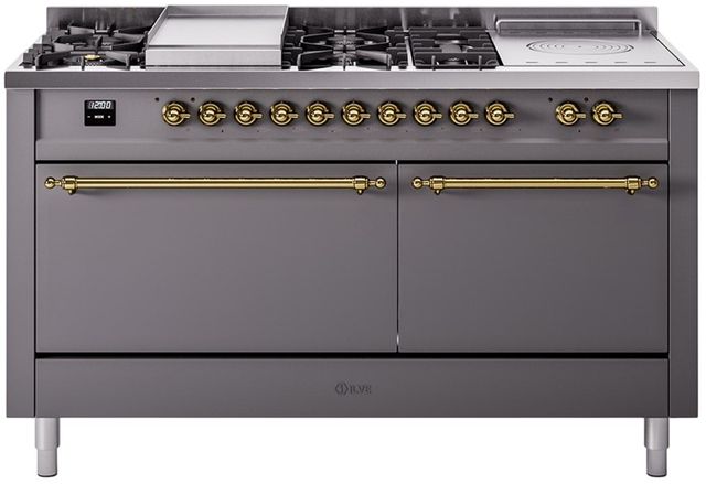 Ilve® Nostalgie II Series 60" Graphite Matte Pro Style Dual Fuel Range-0