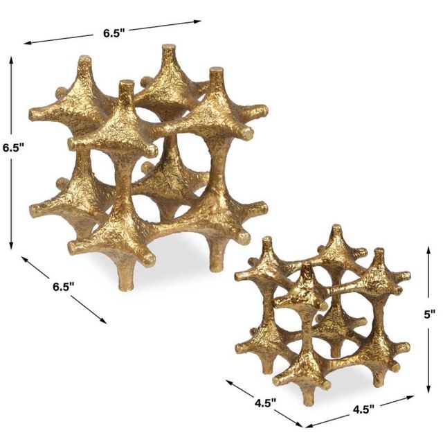 Uttermost® Gilded Connection 2-Piece Antique Brass Sculpture Set-4