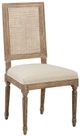 Furniture Classics Natural Linen and Oak Caned Back Side Chair-0