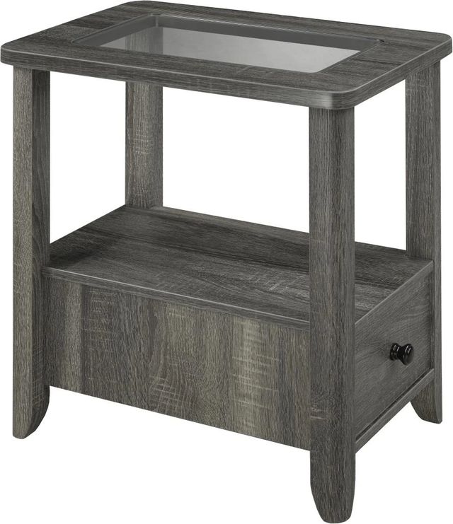 Brassex Inc. Glass Top Accent Table with Grey Base-0