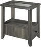 Brassex Inc. Glass Top Accent Table with Grey Base-0