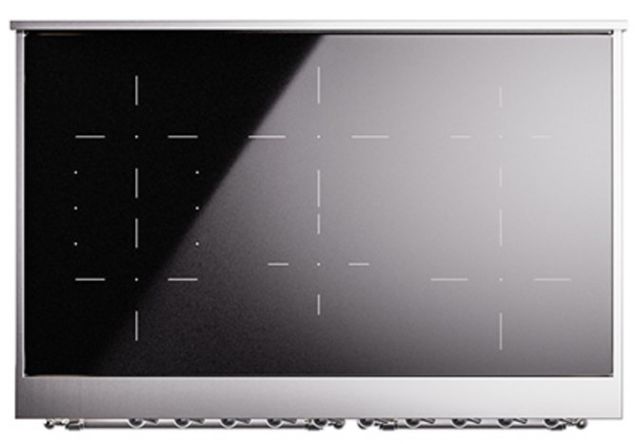 Ilve® Nostalgie II Noblesse 40'' Burgundy Pro Style Induction Range with Chrome Trim-3