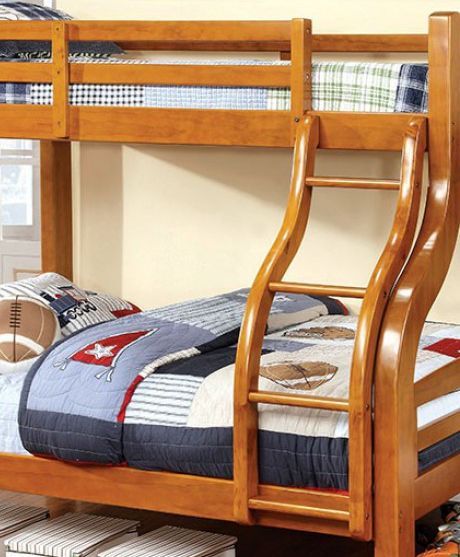 Furniture of America® Solpine Oak Twin/Full Bunk Bed-1