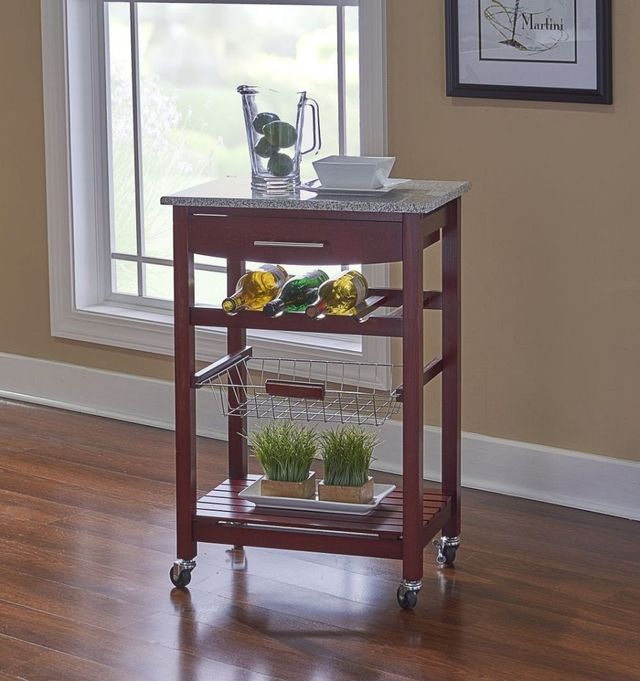 Linon Zoey Wenge Kitchen Island with Granite Top-4