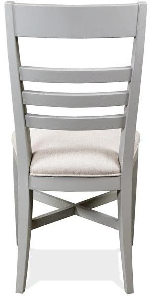 Riverside Furniture Osborne Gray/Gray Skies Upholstered Ladderback Dining Side Chair-3