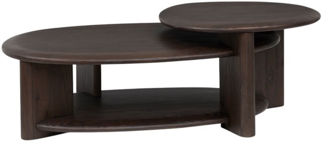 Magnussen Home® Upton Coffee Bean Brown Shaped Cocktail Table-3