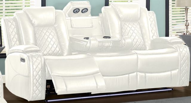 New Classic® Home Furnishings Orion White Manual Sofa with Dual Recliner-0