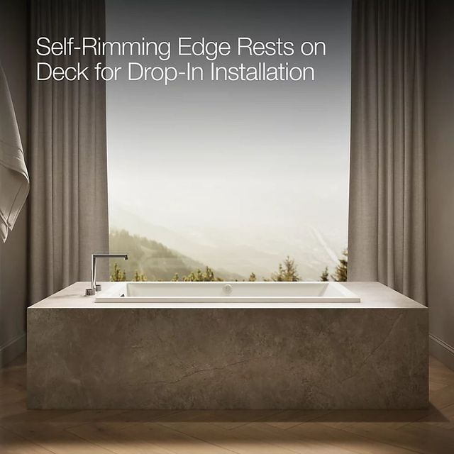 KOHLER® Underscore® Biscuit 60" x 32" Drop-in Heated BubbleMassage™ Air Bath with Whirlpool-3