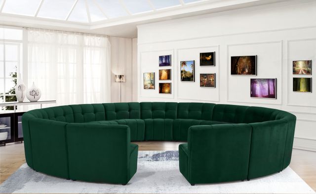 Meridian Furniture Limitless 15-Piece Green Velvet Modular Sectional-1