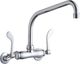 Elkay Chrome Foodservice 3-8" Adjustable Centers Wall Mount Faucet with 10" High Arc Spout and 4" Wristblade Handles-0