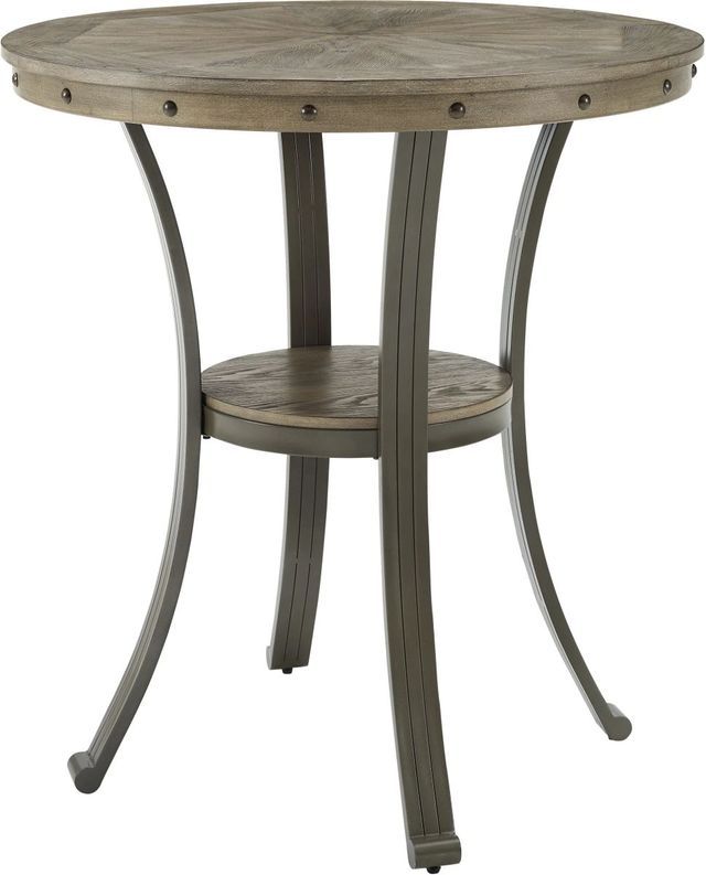 Powell® Franklin Gray Pub Table with Pewter Base-3