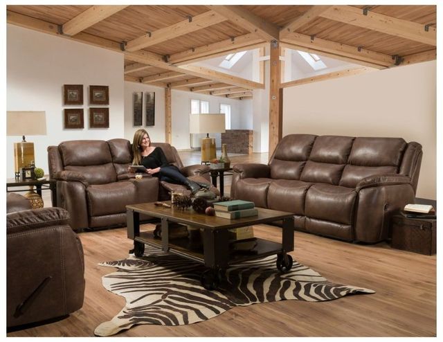 HomeStretch Brown Reclining Console Sofa-1
